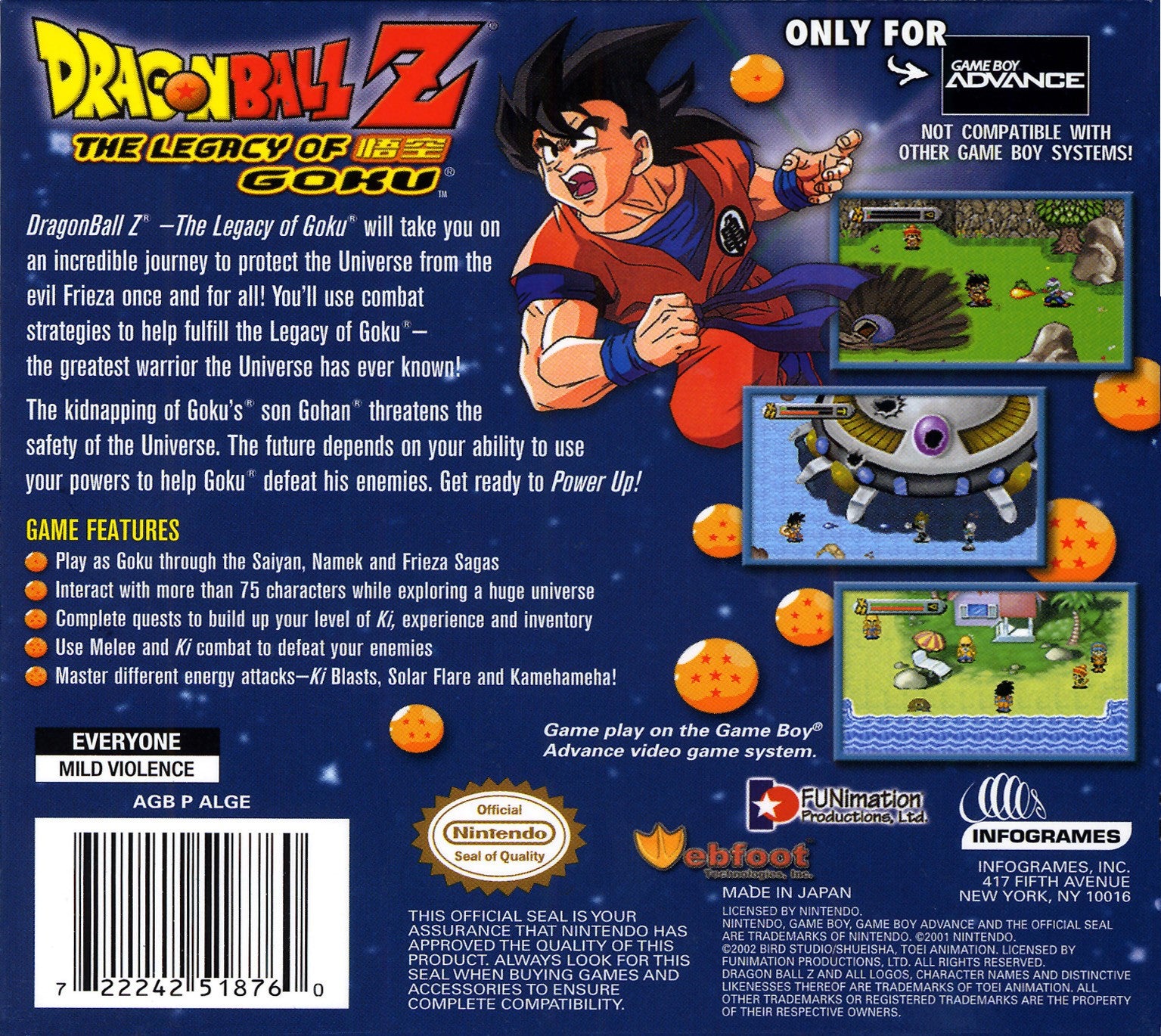 Dragon Ball Z: The Legacy of Goku Game Boy Advance - Video Game - Used - CaveGamers - Image 2