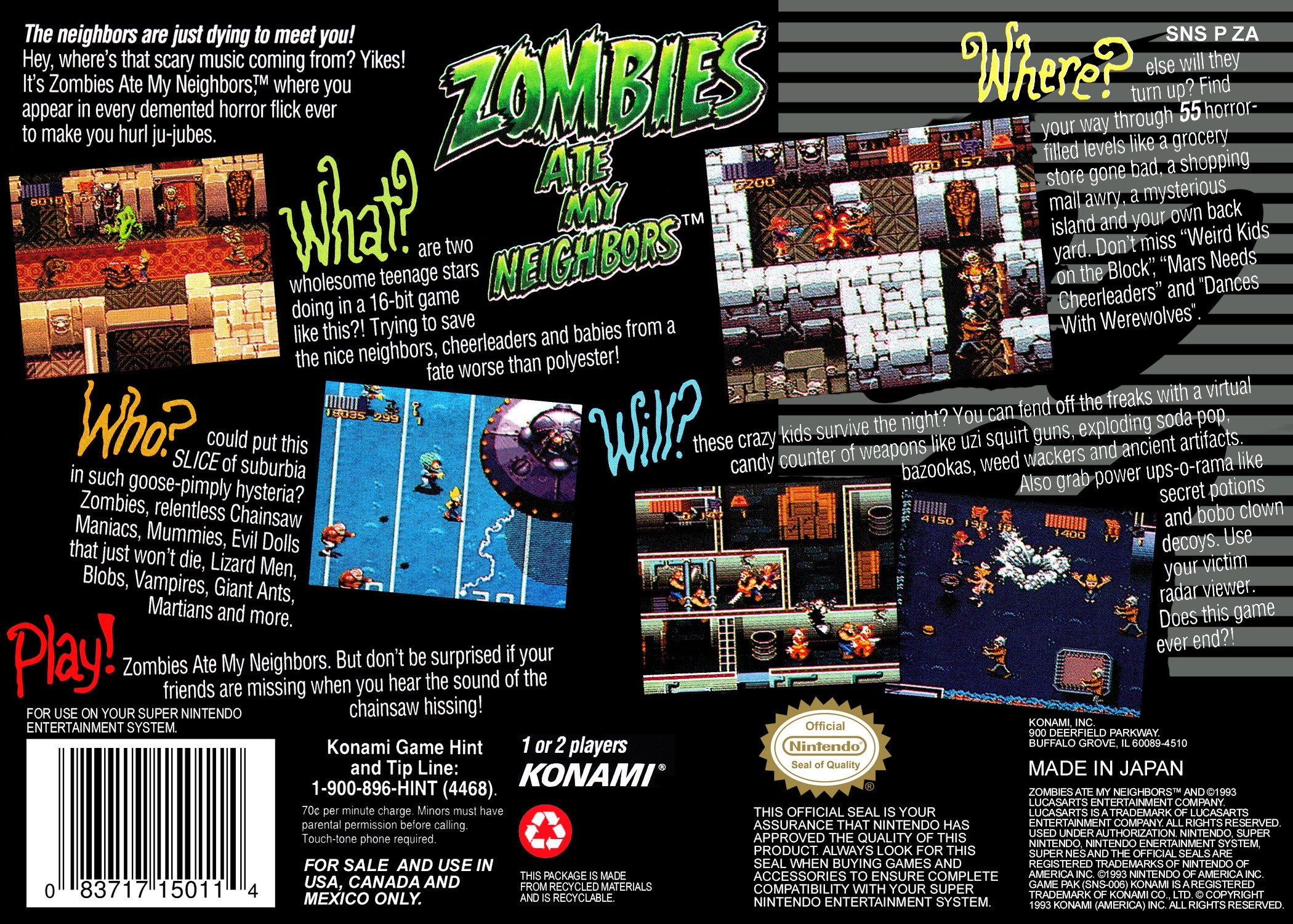 Zombies Ate My Neighbors SNES - Video Game - Used - CaveGamers - Image 2