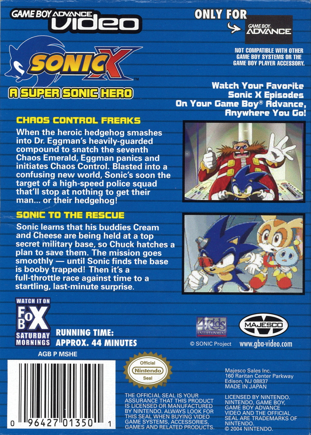 Sonic X: A Super Sonic Hero Video | Game Boy Advance | CaveGamers