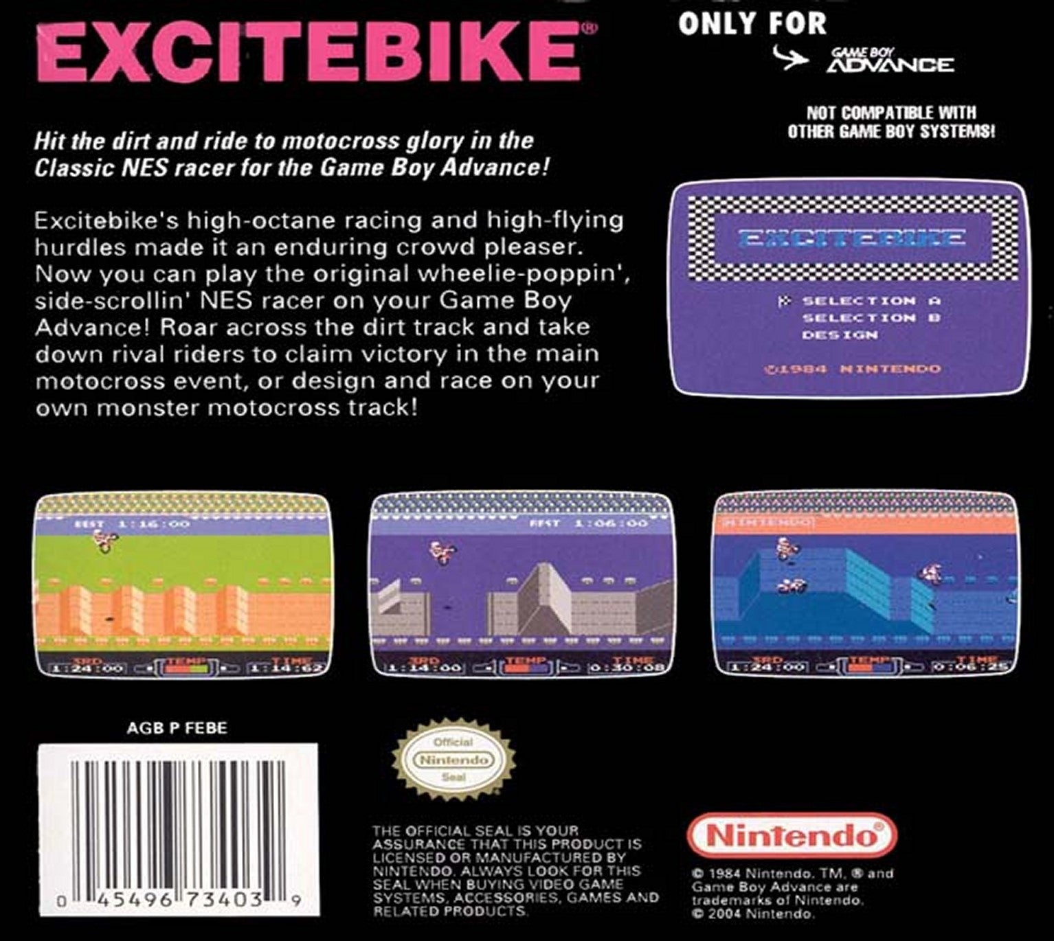 Excitebike: Classic NES Series Game Boy Advance - Video Game - Used - CaveGamers - Image 2