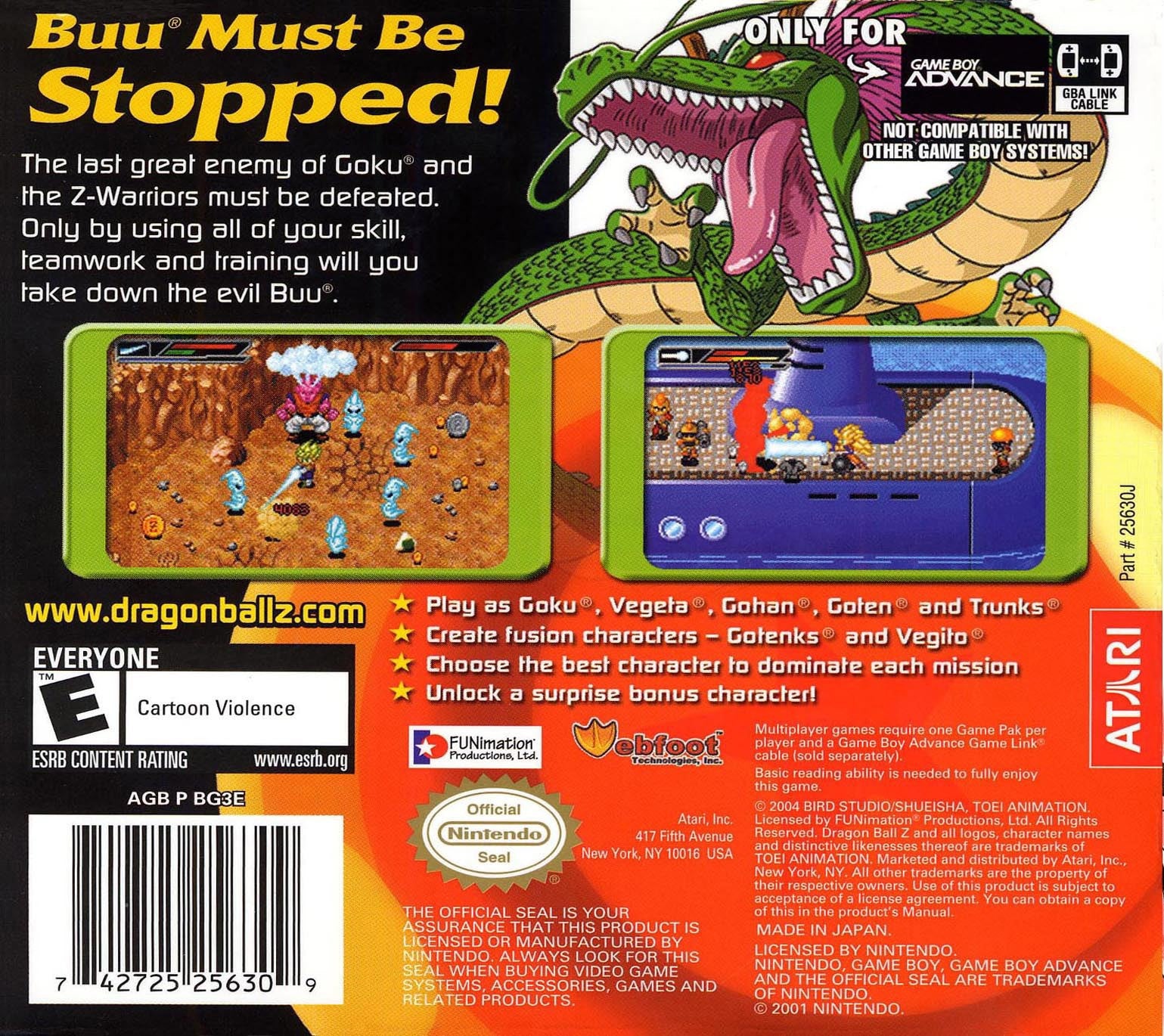 Dragon Ball Z: Buu's Fury Game Boy Advance - Video Game - Used - CaveGamers - Image 2