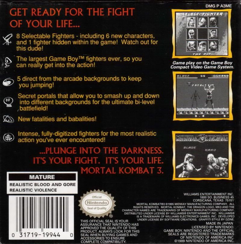 Mortal Kombat 3 Game Boy - Video Game - Used - CaveGamers - Image 2