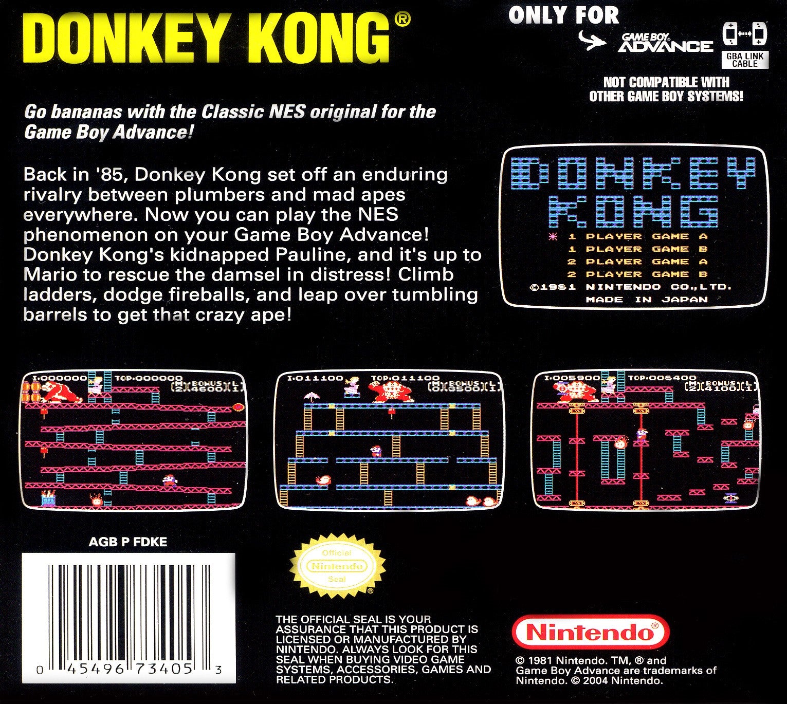 Donkey Kong Classic NES Series Game Boy Advance - Video Game - Used - CaveGamers - Image 2
