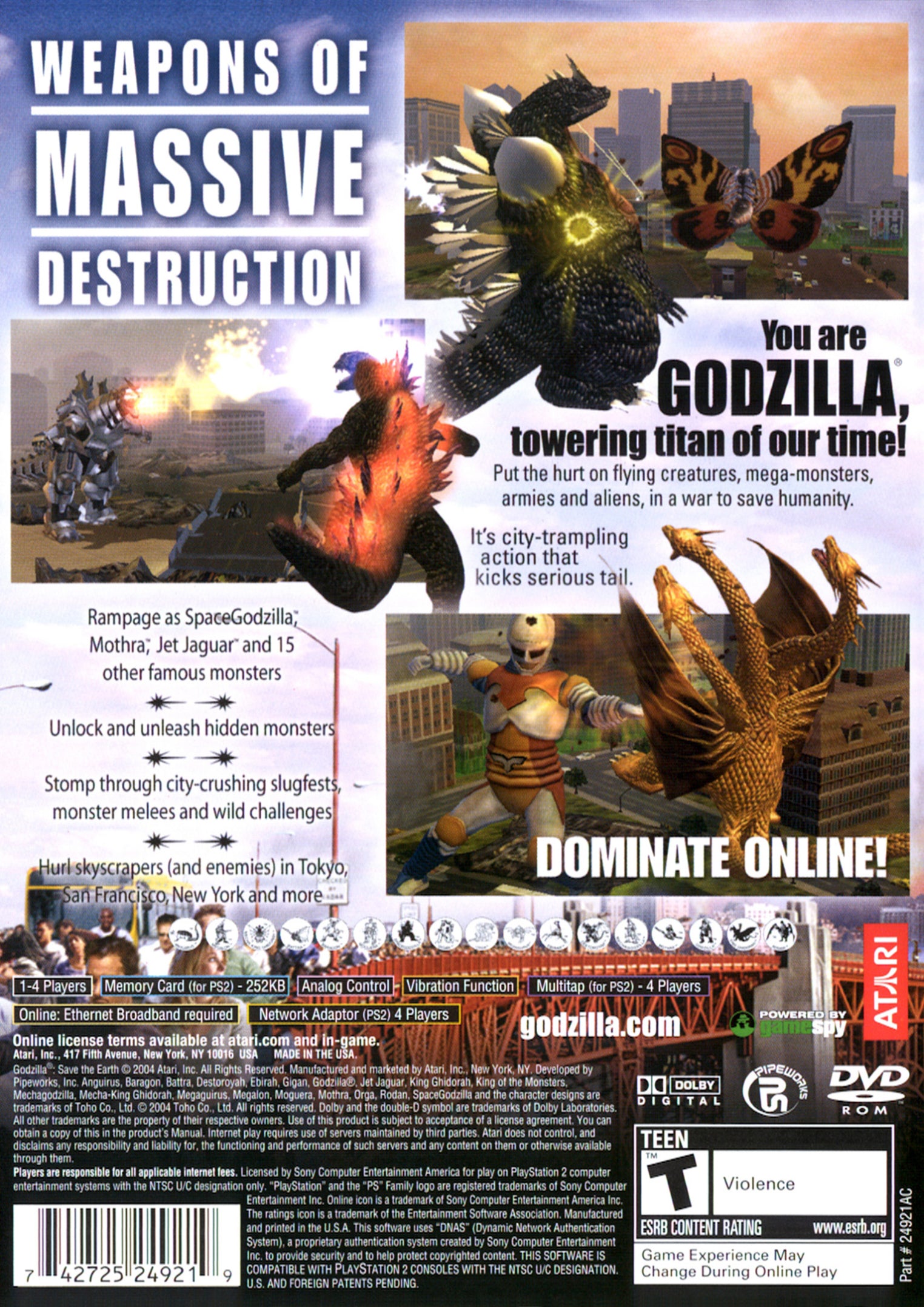 Godzilla: Save The Earth PS2 - Video Game - Used - CaveGamers - Image 2
