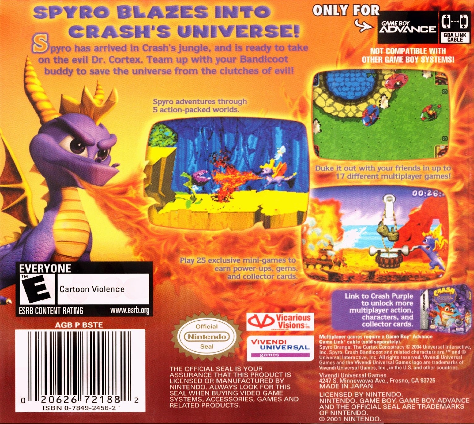 Spyro Orange: The Cortex Conspiracy Game Boy Advance - Video Game - Used - CaveGamers - Image 2