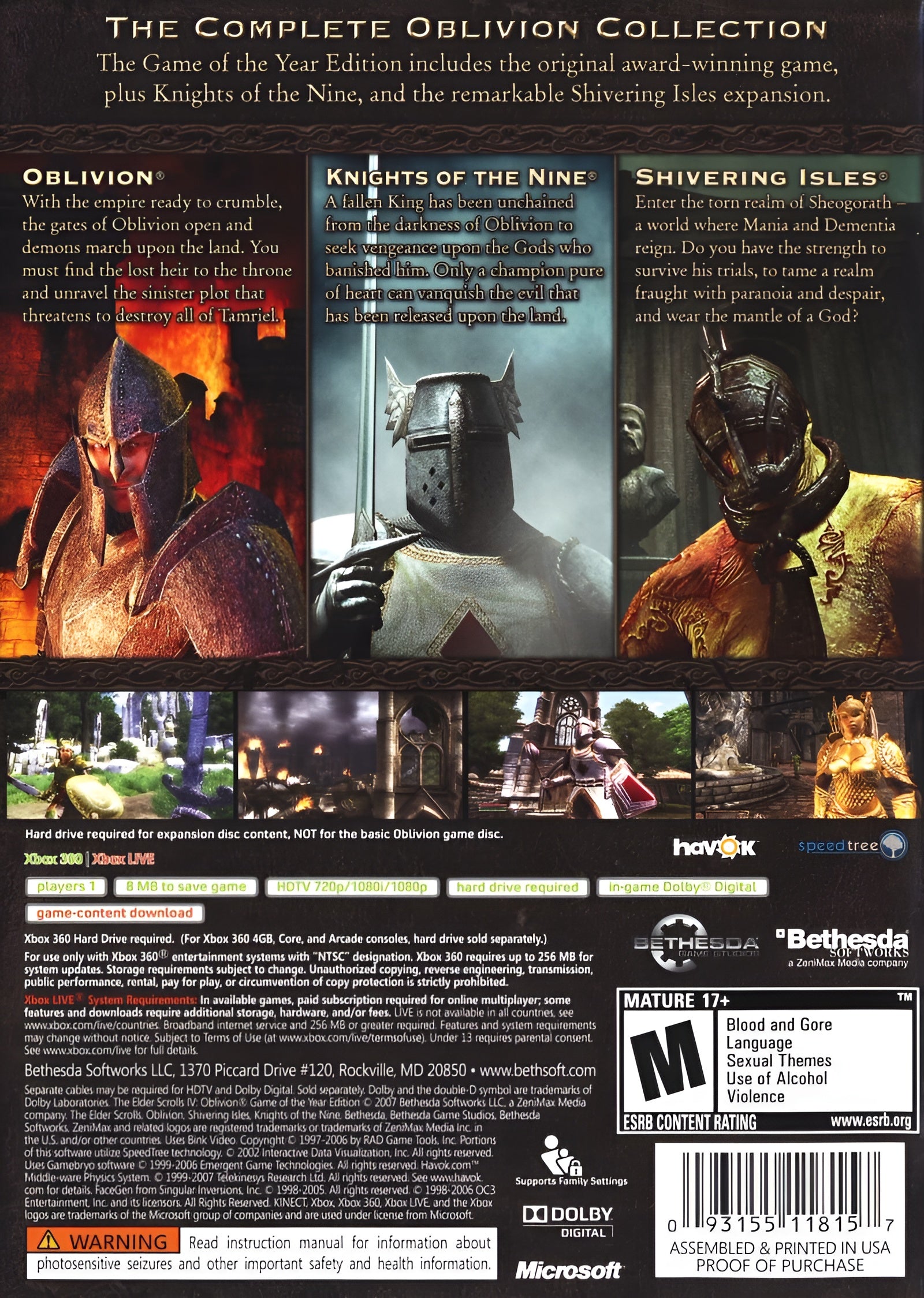 The Elder Scrolls IV: Oblivion [Game of the Year Edition] [2 Discs] Xbox 360 - Video Game - Used - CaveGamers - Image 2
