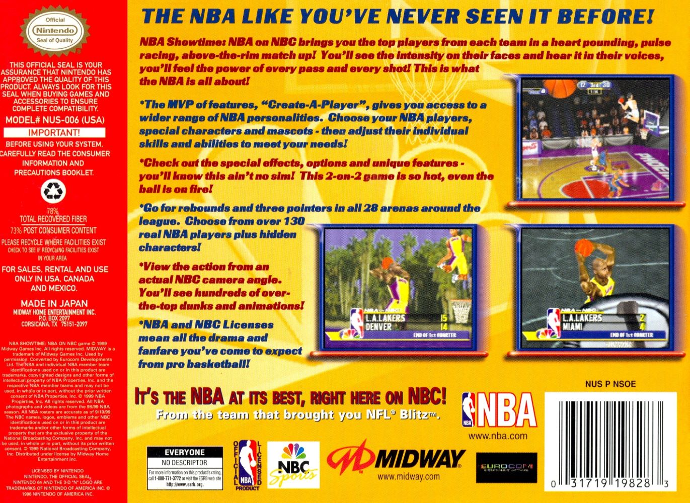 NBA Showtime: NBA on NBC N64 - Video Game - Used - CaveGamers - Image 2