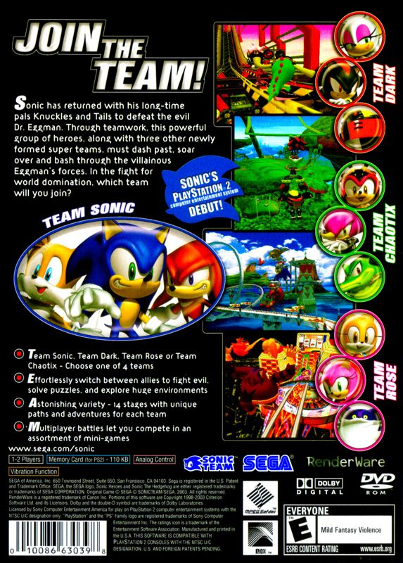 Sonic Heroes PS2 - Video Game - Used - CaveGamers - Image 2