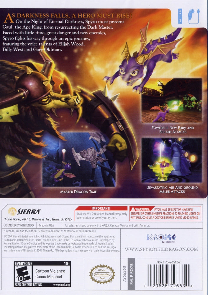 The Legend of Spyro: The Eternal Night Wii - Video Game - Used - CaveGamers - Image 2
