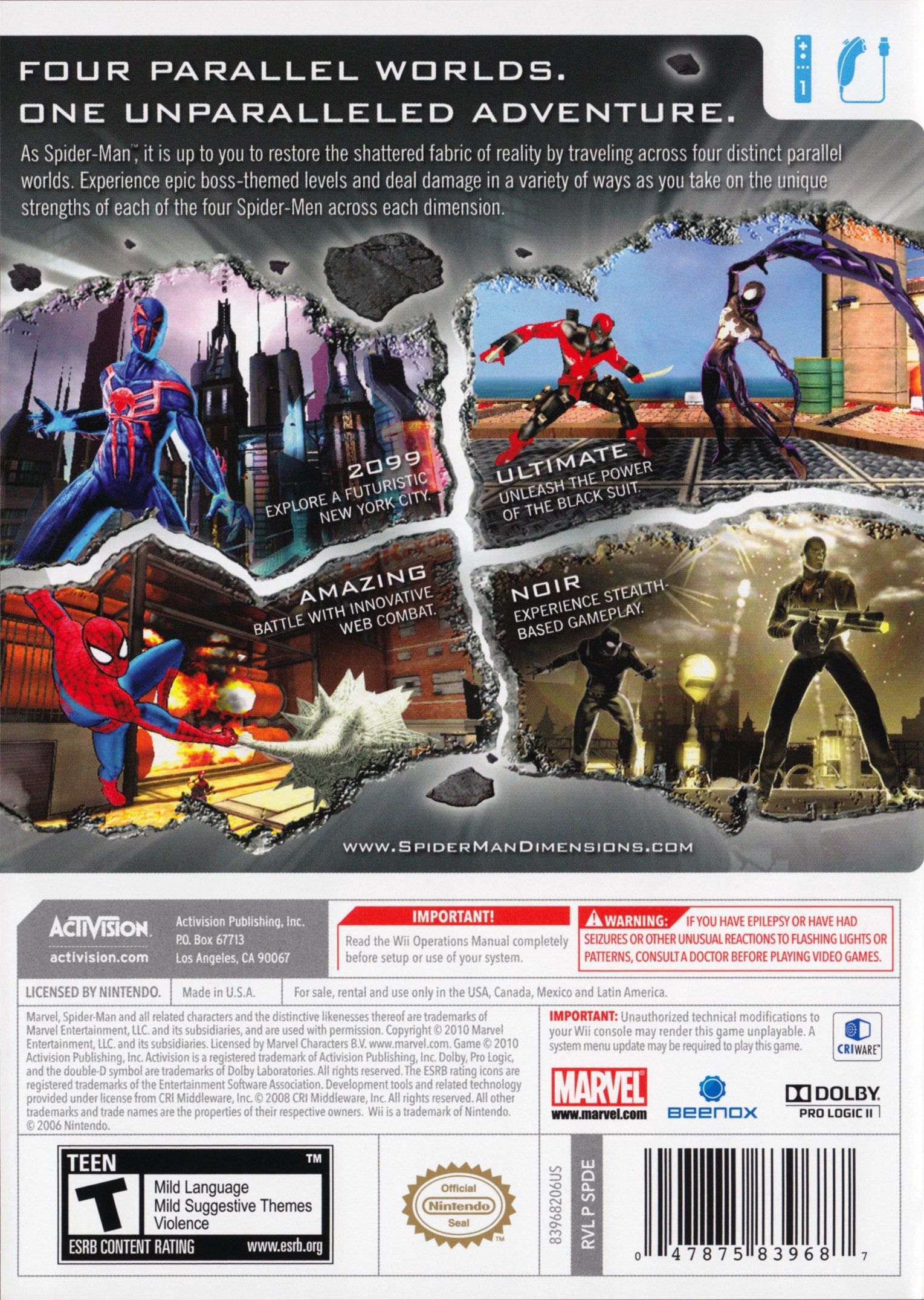 Spider-Man: Shattered Dimensions Wii - Video Game - Used - CaveGamers - Image 2