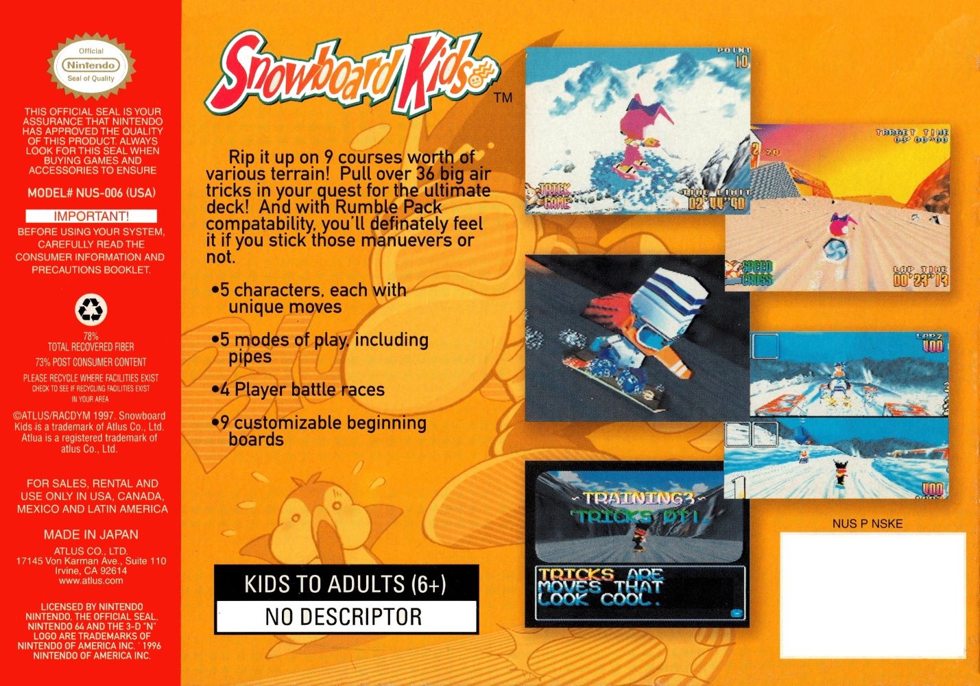 Snowboard Kids N64 - Video Game - Used - CaveGamers - Image 2