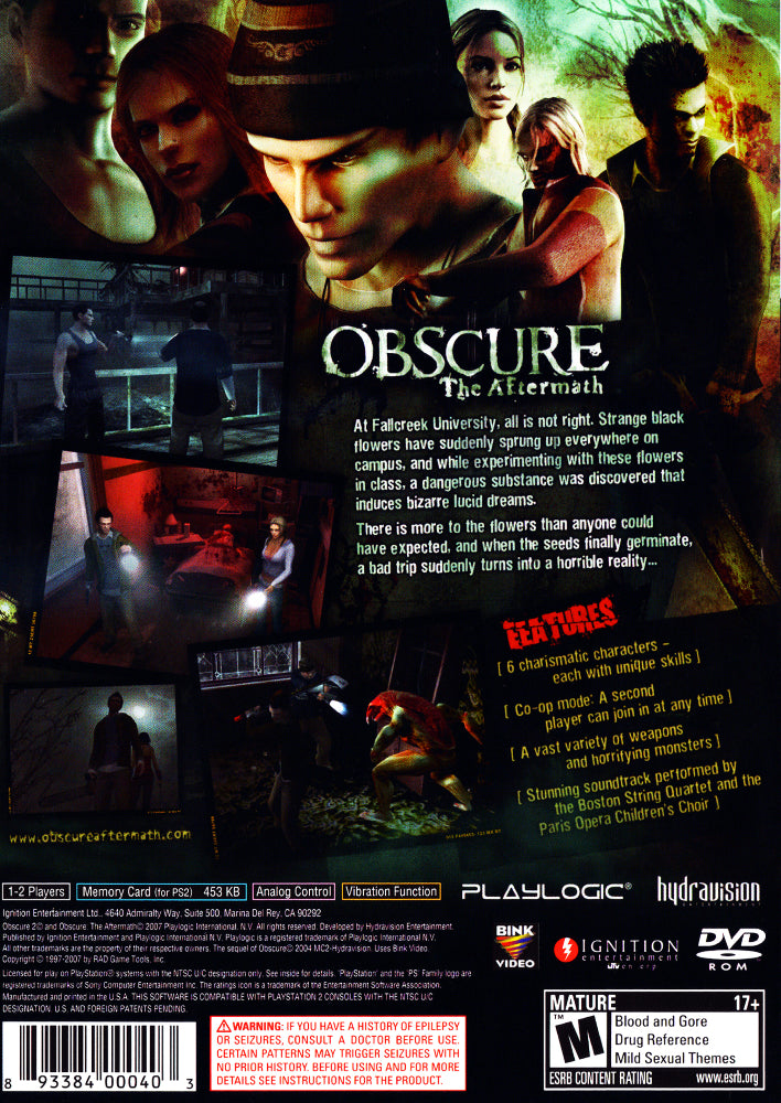 Obscure: The Aftermath PS2 - Video Game - Used - CaveGamers - Image 2