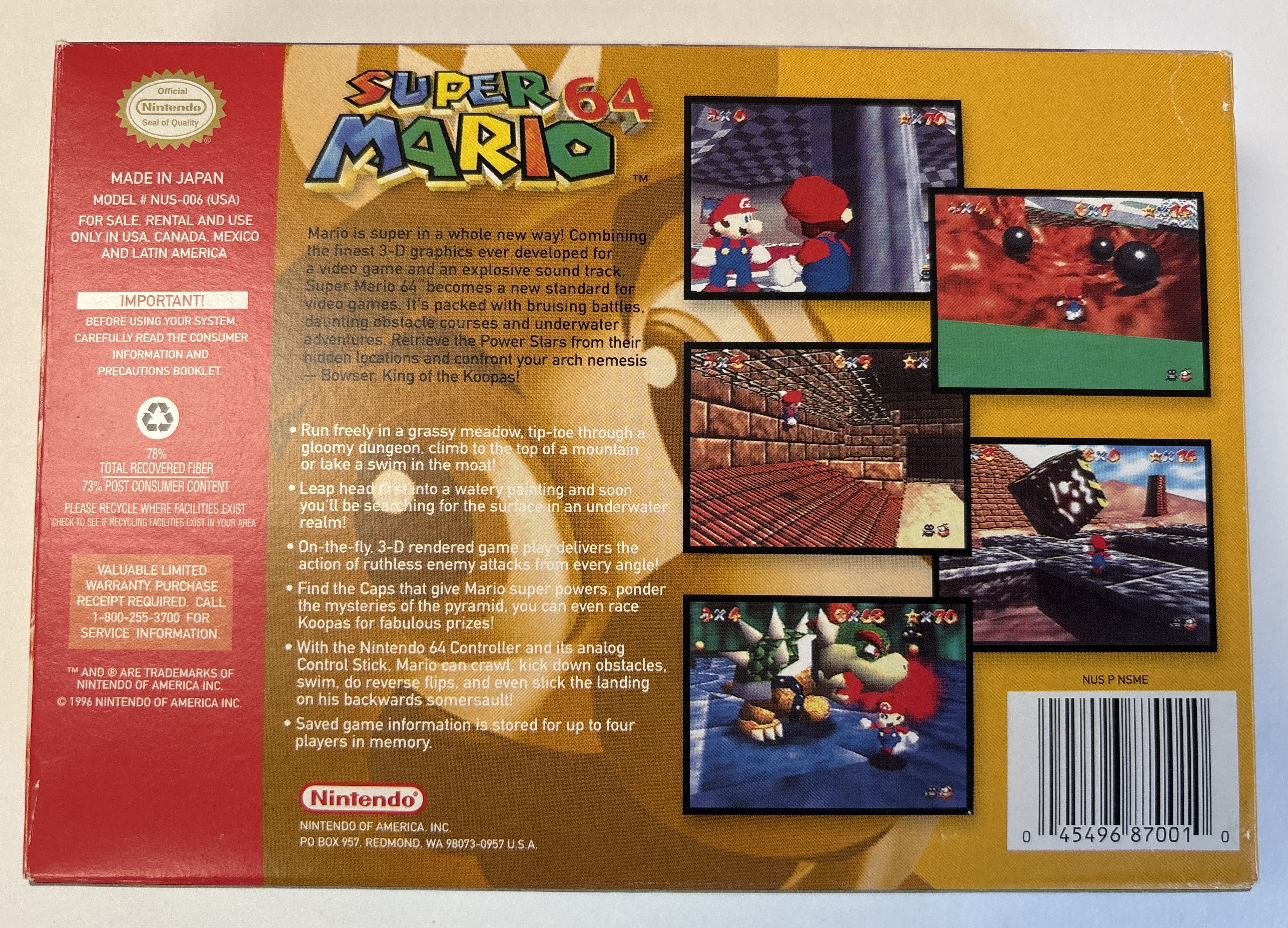 Super Mario 64 - Nintendo 64 Box & Manual Only No Game