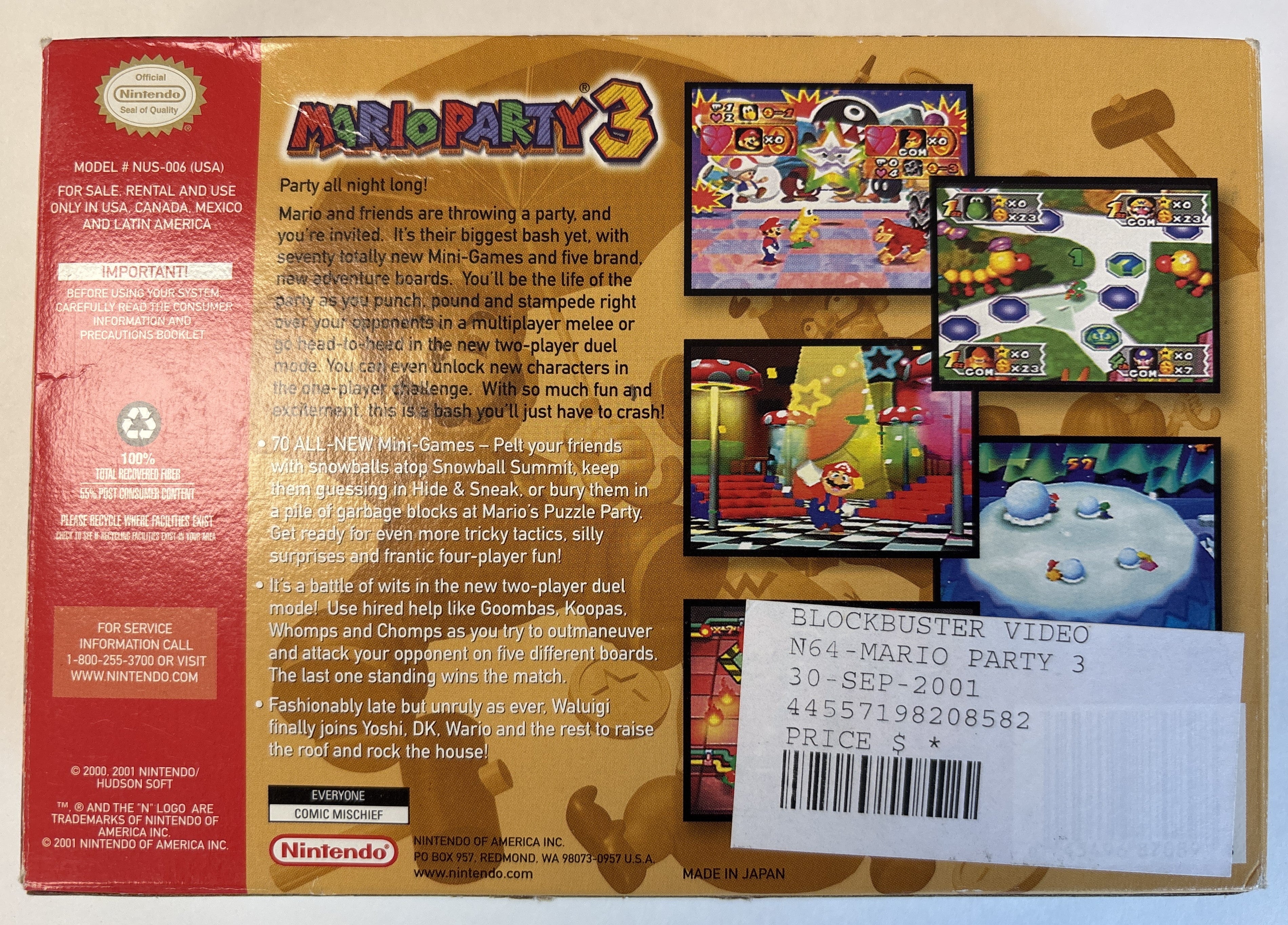 Mario Party 3 - Nintendo 64 Box & Manual Only No Game