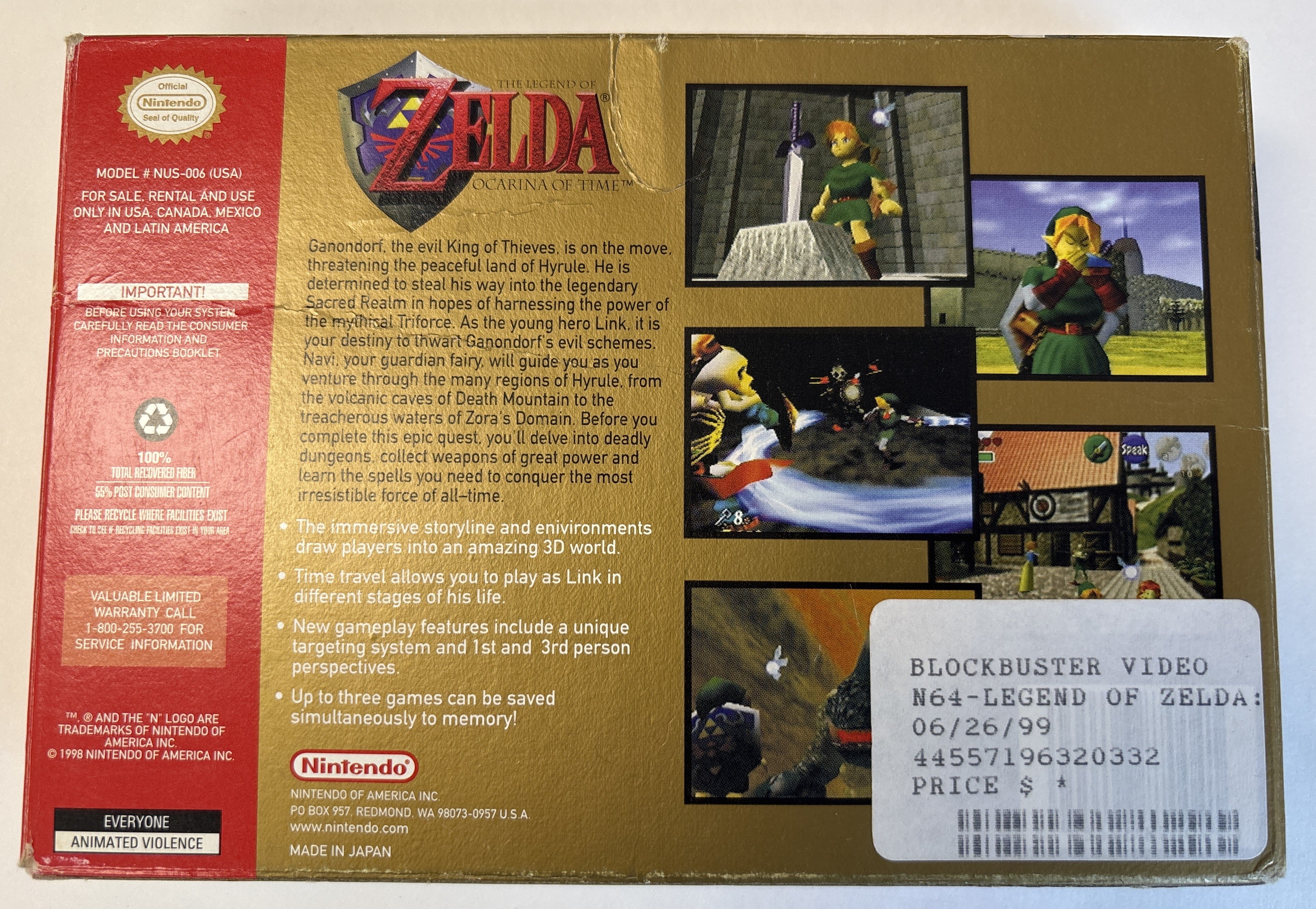 The Legend of Zelda: Ocarina of Time - Nintendo 64 Box & Manual Only No Game