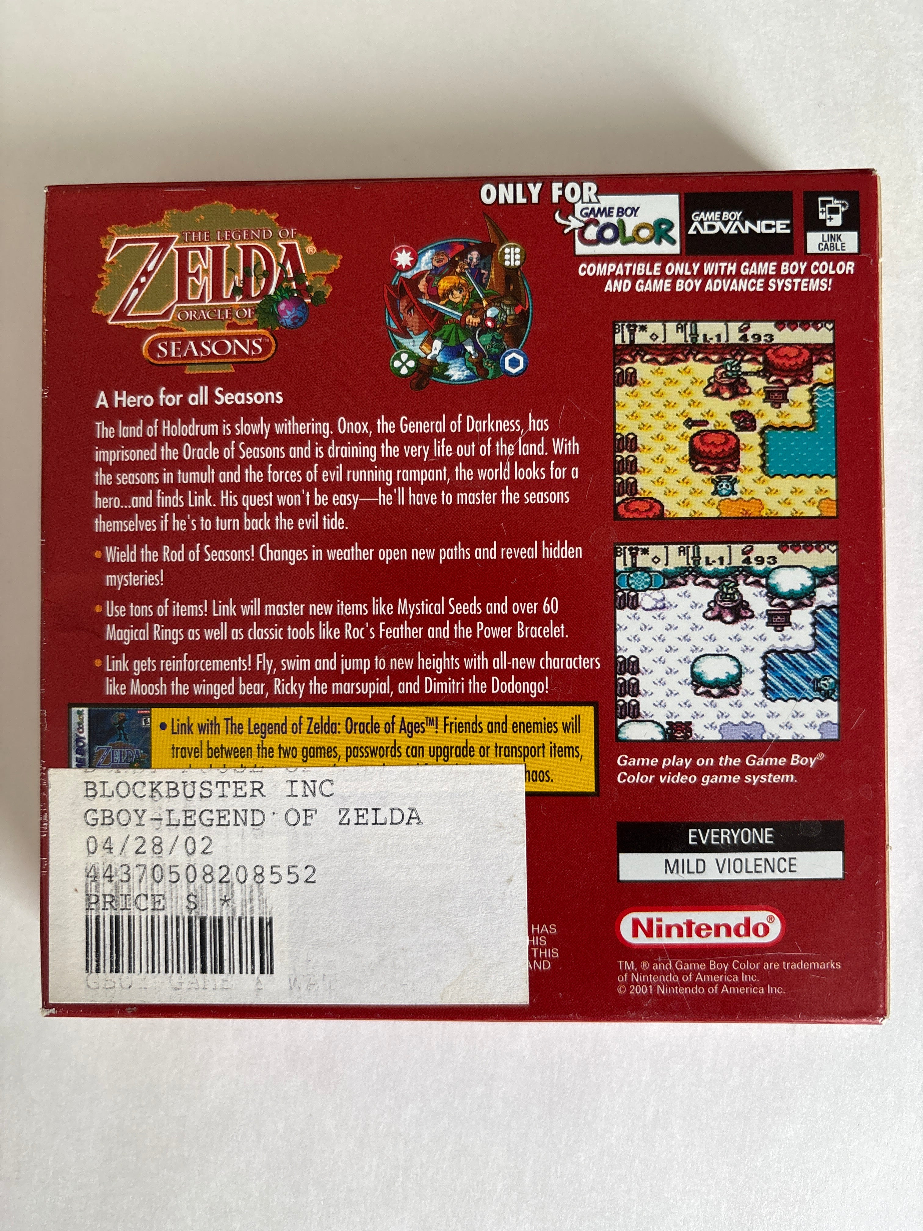 The Legend of Zelda: Oracle of Seasons - Nintendo Game Boy Color Box & Manuals Only No Game