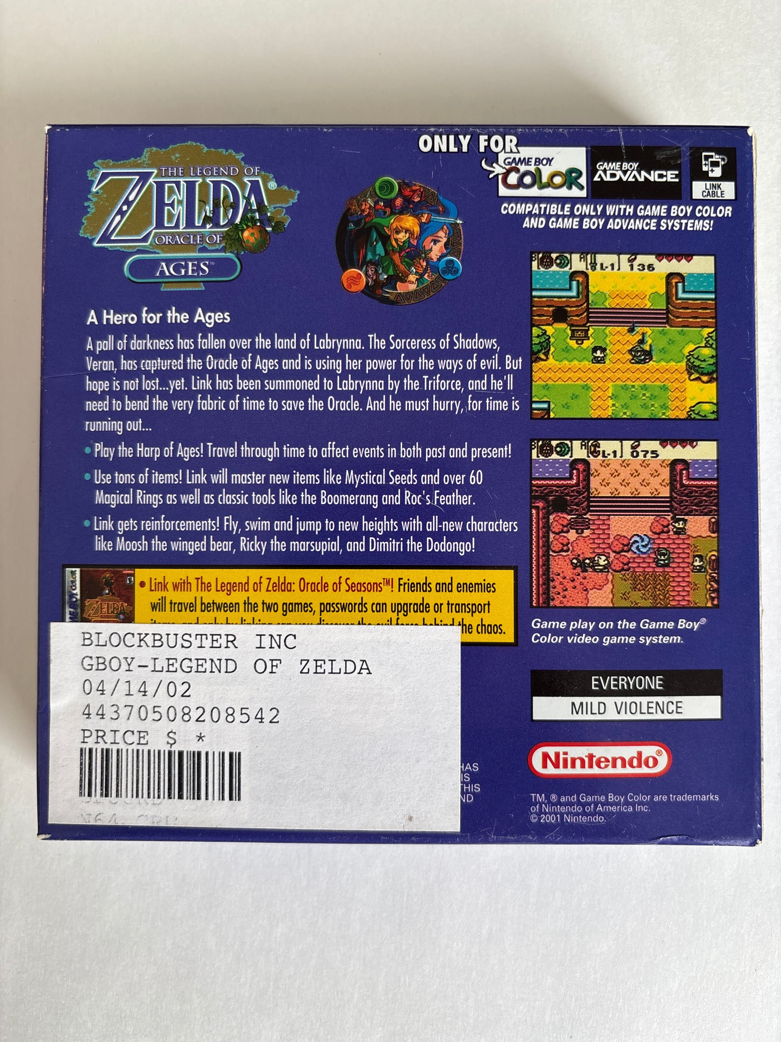 The Legend of Zelda: Oracle of Ages - Nintendo Game Boy Color Box & Manuals Only No Game