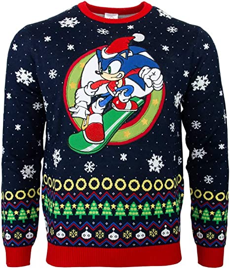 Sonic the Hedgehog Snowboard Jumper / Ugly Christmas Sweater - XL