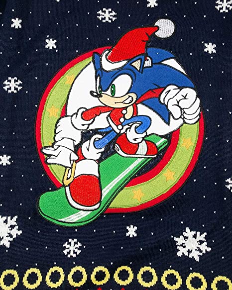 Sonic the Hedgehog Snowboard Jumper / Ugly Christmas Sweater - XL