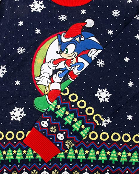 Sonic the Hedgehog Snowboard Jumper / Ugly Christmas Sweater - XL