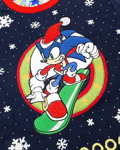 Sonic the Hedgehog Snowboard Jumper / Ugly Christmas Sweater - XL