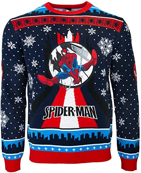 Marvel Spider-Man Swinging Jumper / Ugly Christmas Sweater - Medium