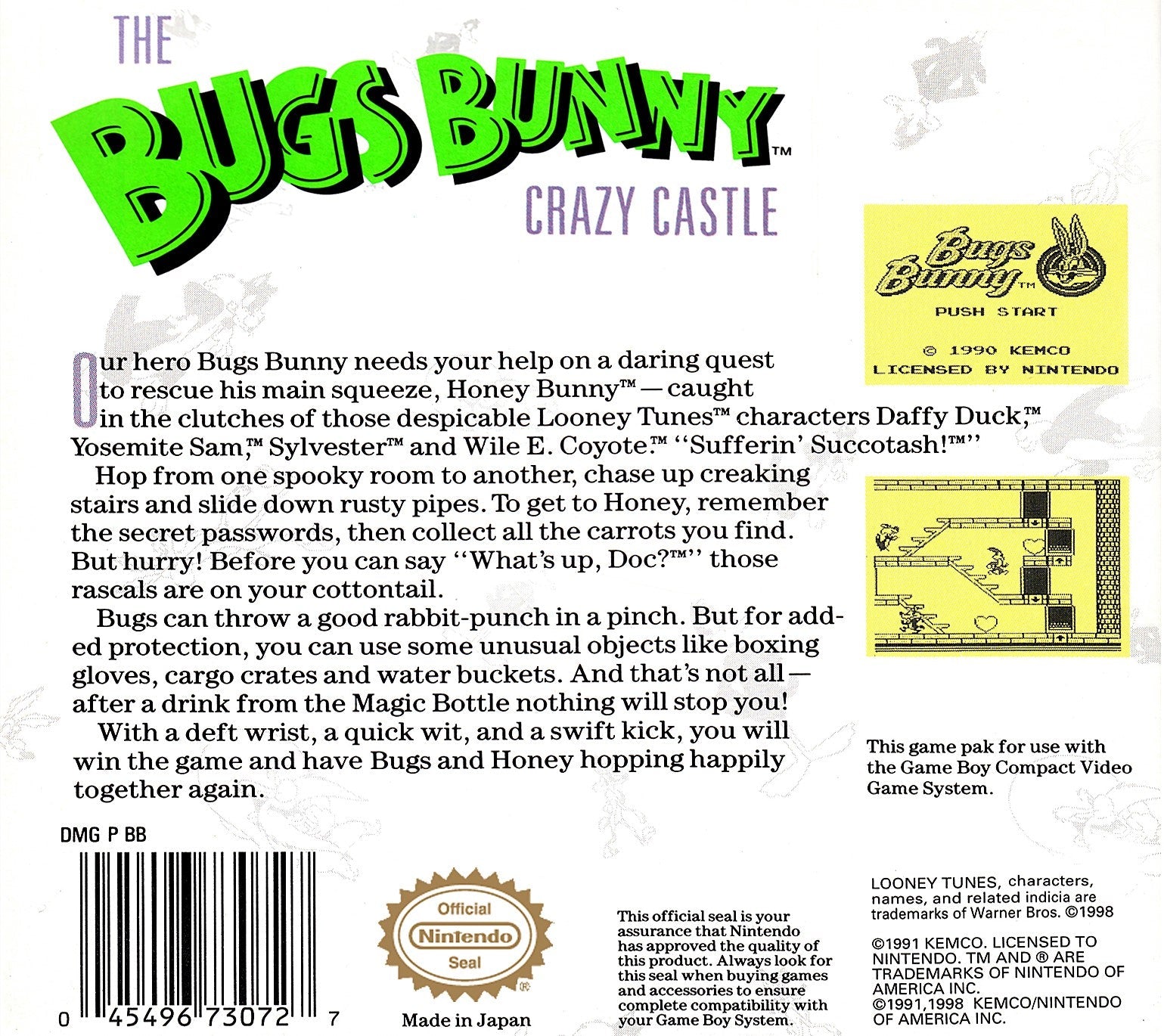 Bugs Bunny Crazy Castle 2 NINTENDO GAMEBOY Game Tested + Working