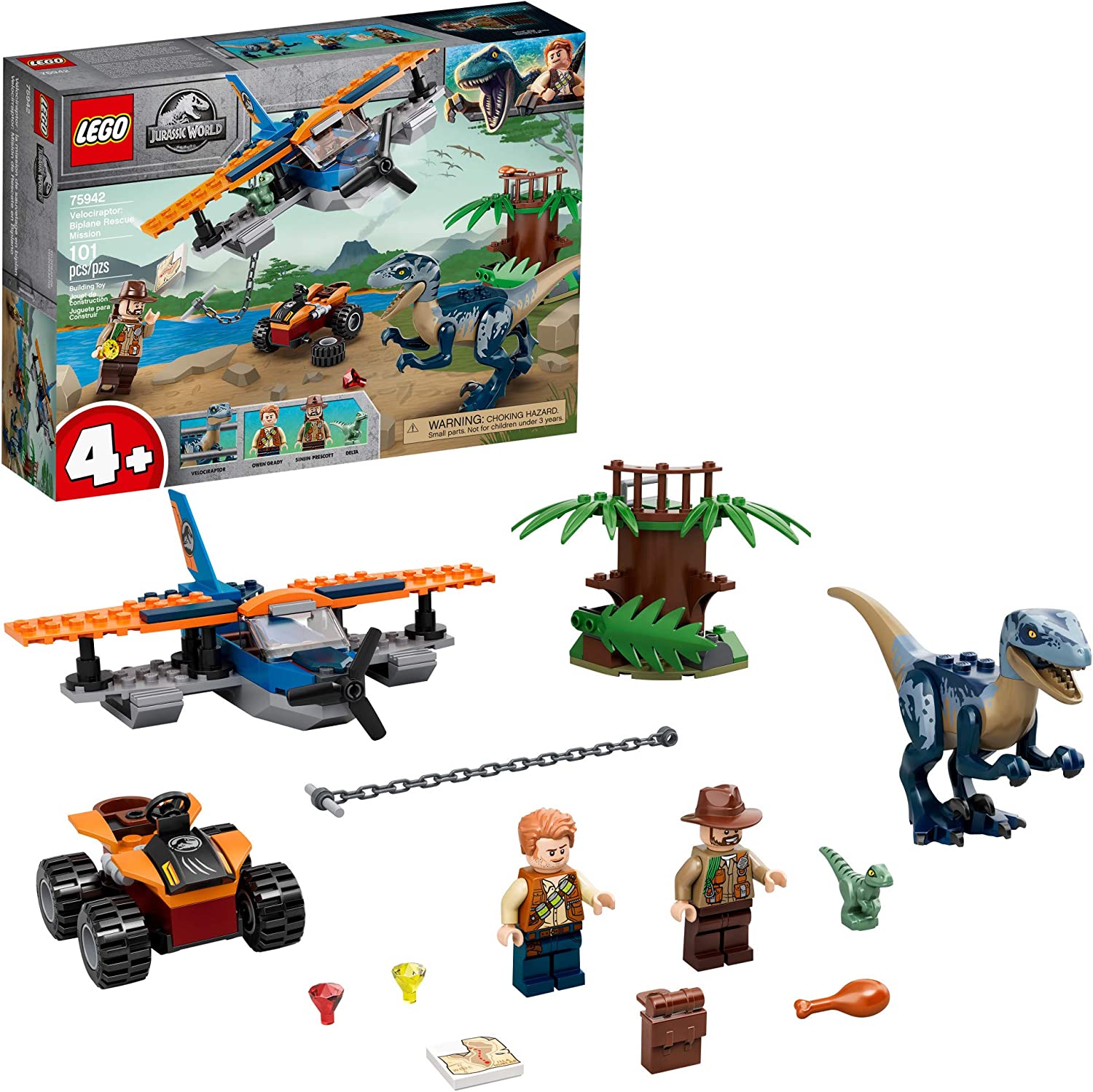 LEGO Jurassic World Velociraptor: Biplane Rescue Mission 75942