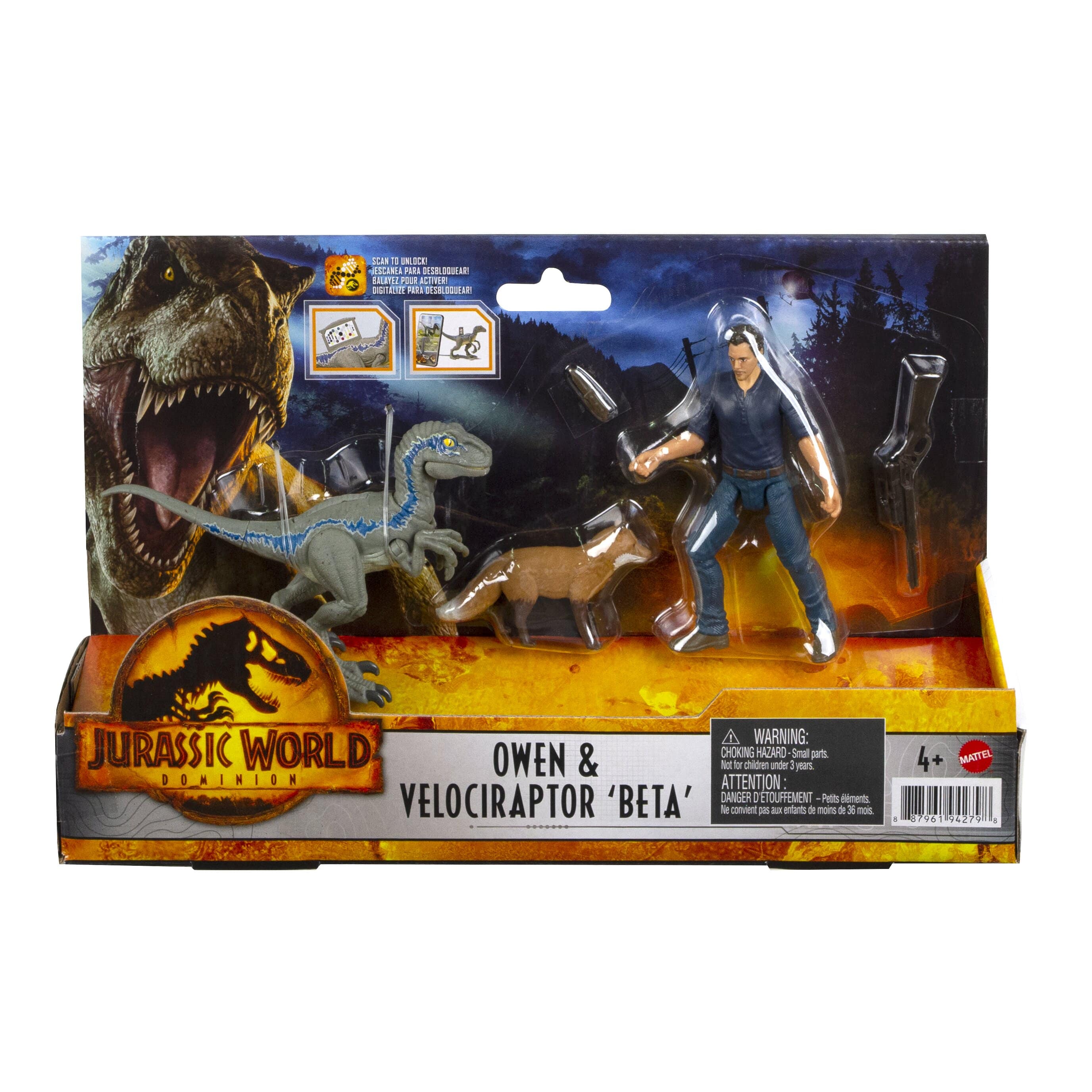 Jurassic world owen store and blue toy