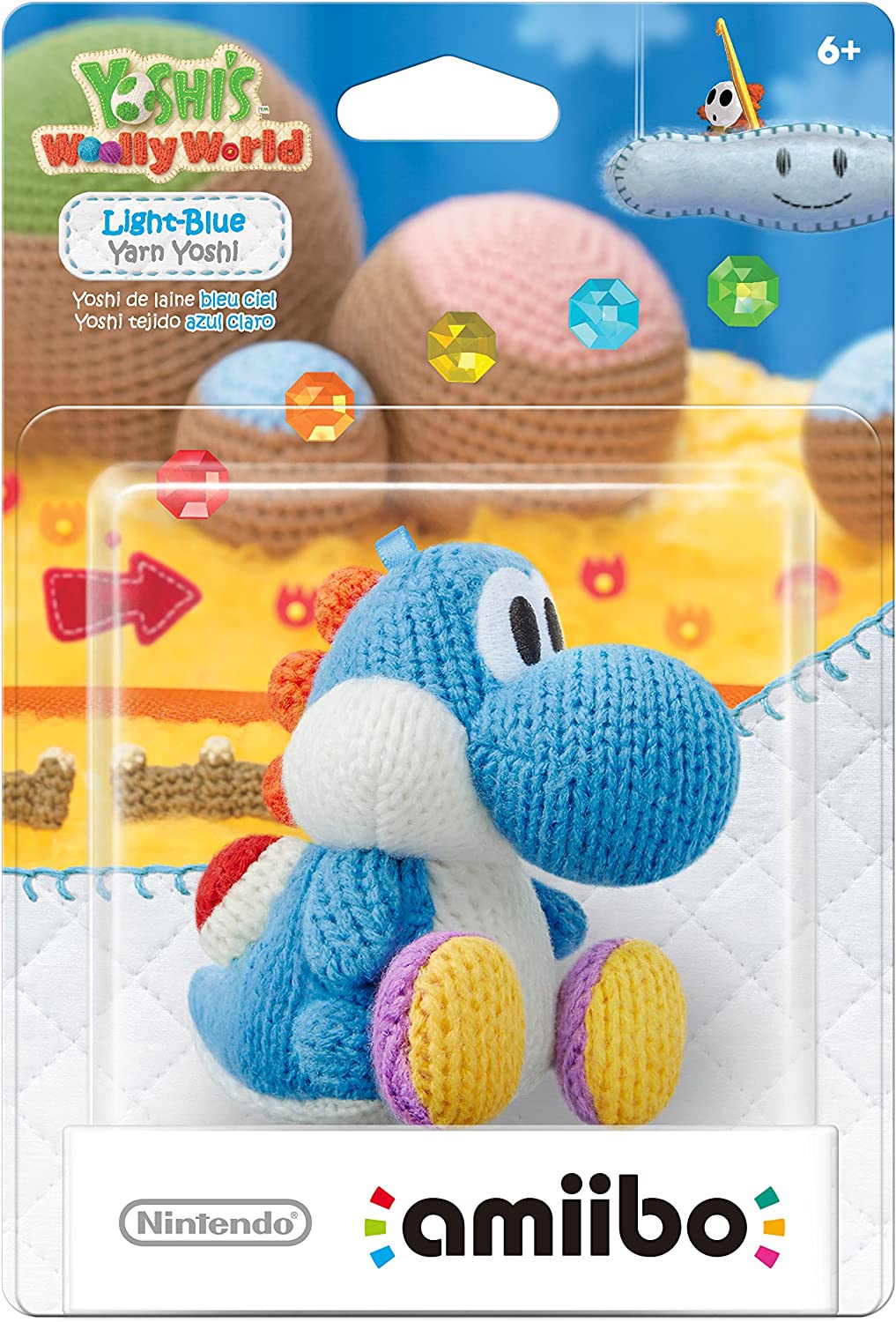 Light Blue Yarn Yoshi Amiibo (Yoshi's Woolly World Series)