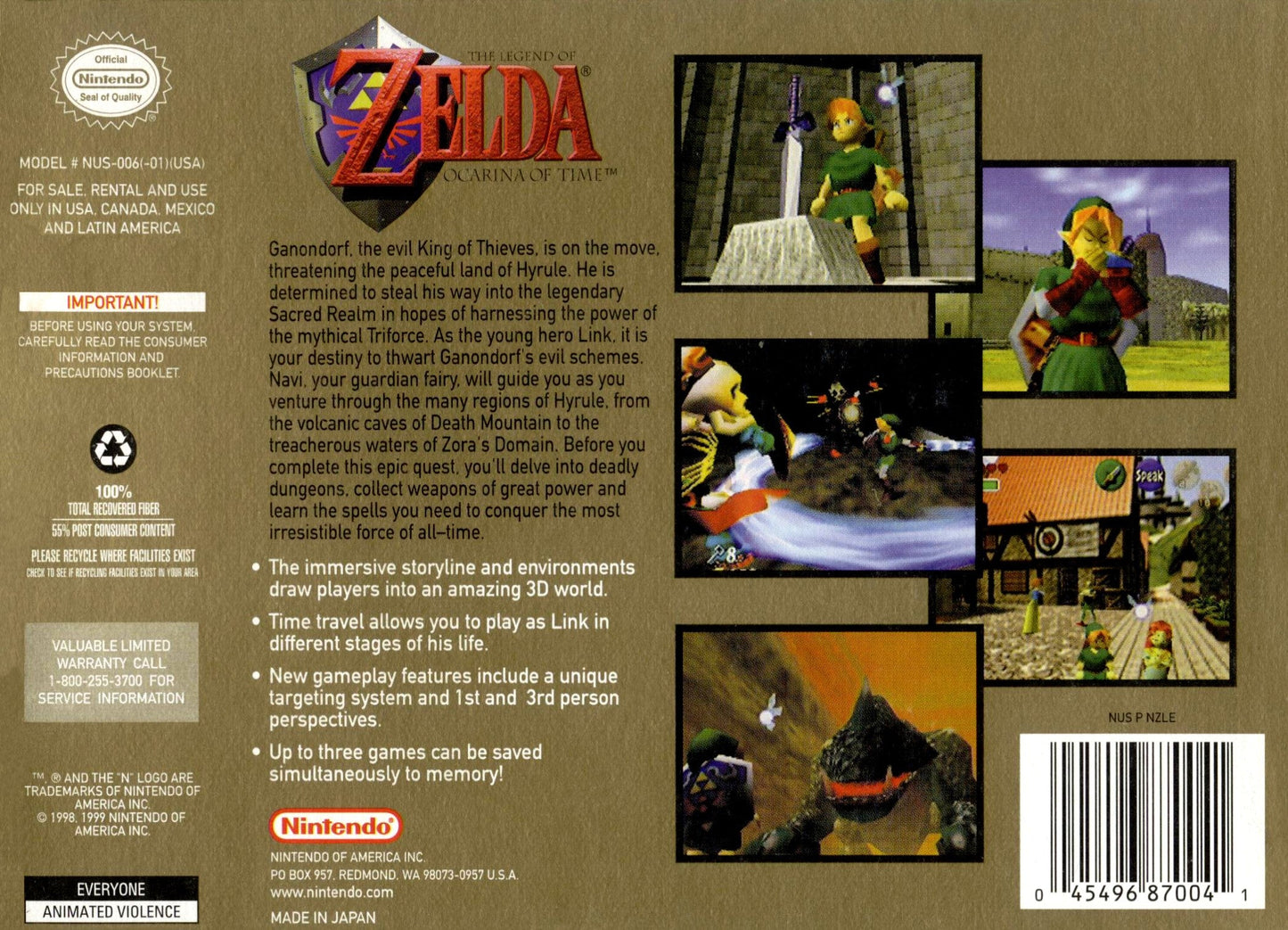 The Legend of Zelda: Ocarina of Time - Collector's Edition (Gold)